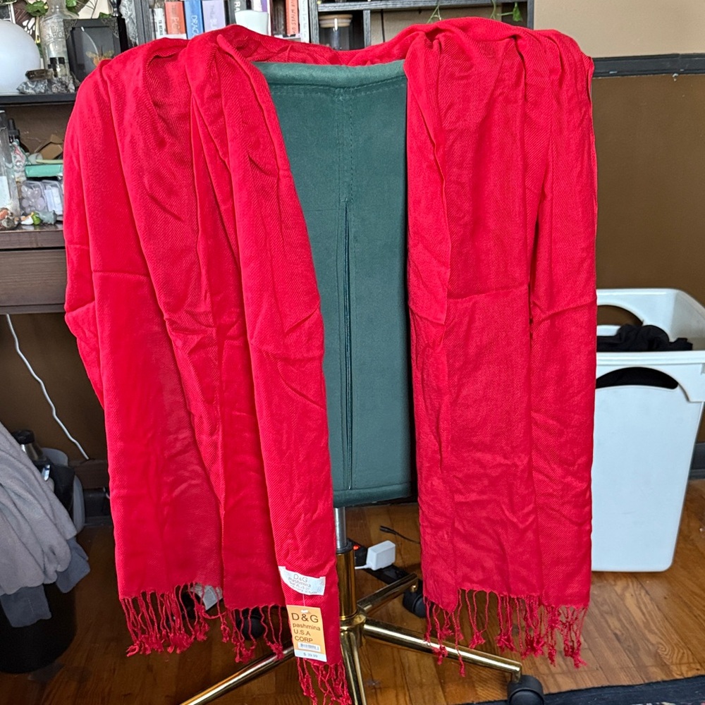 D&G Red Fringe Scarf